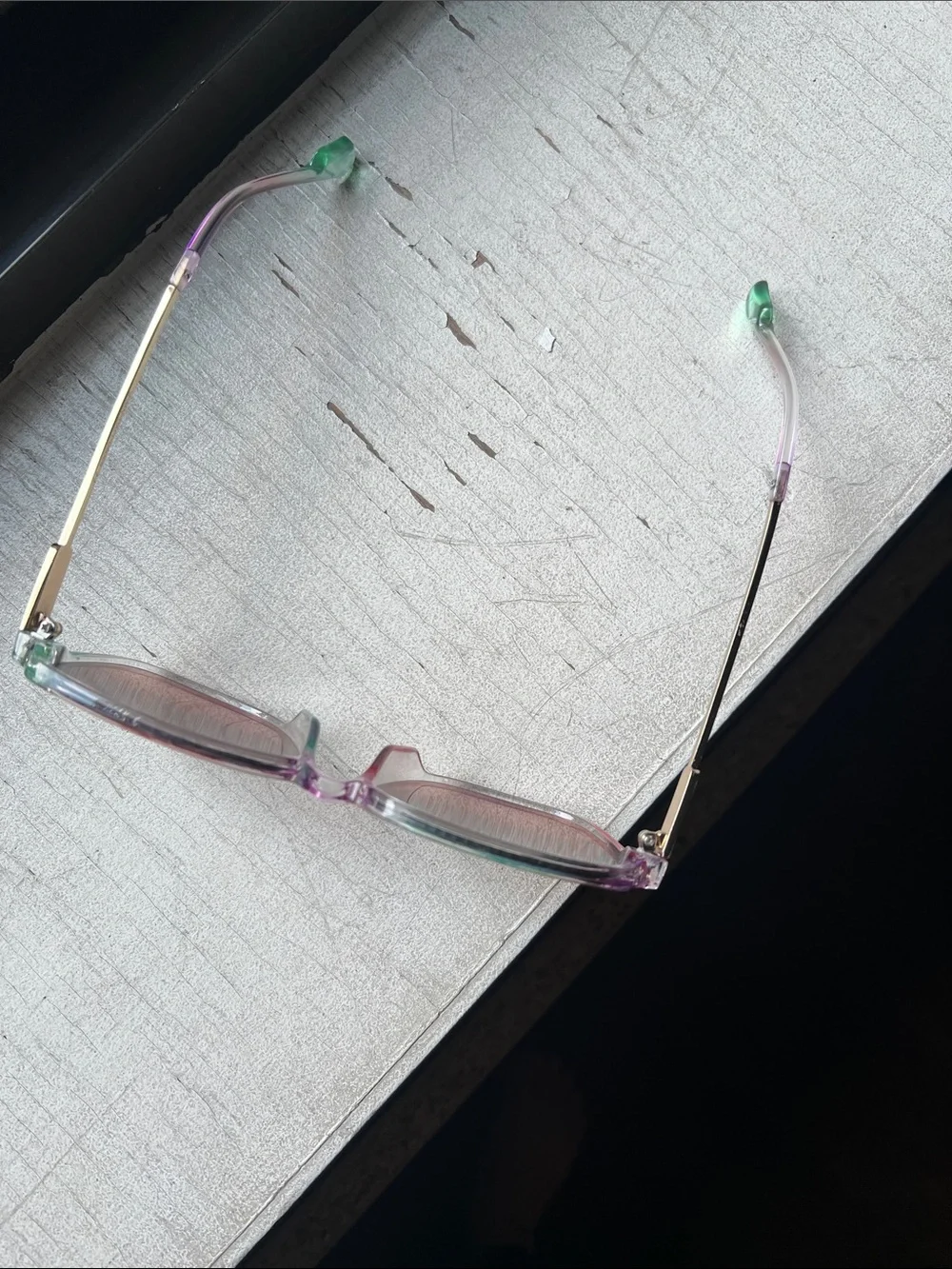 Pastel Pink & Green Gradient Square Sunglasses